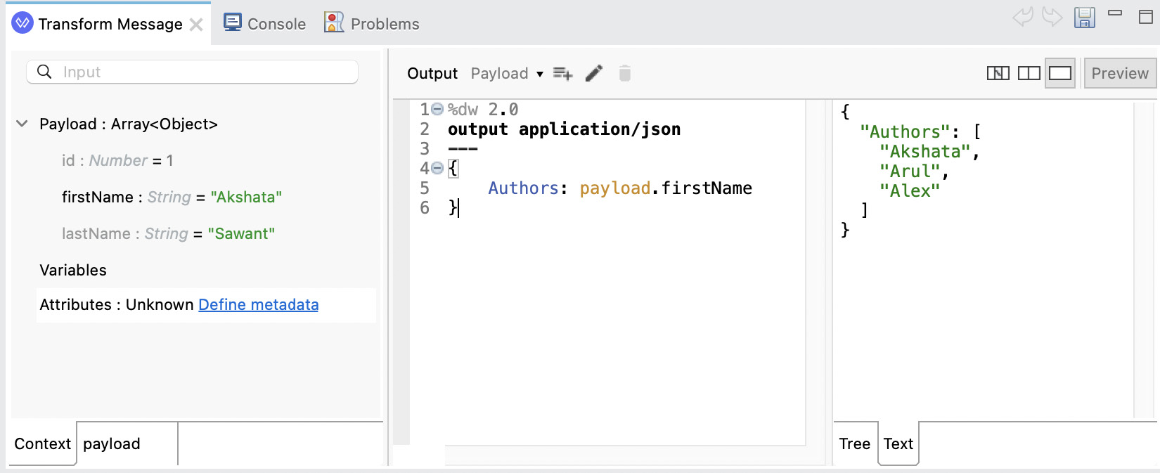 Figure 7.9: The Source Only view with a preview of the output
