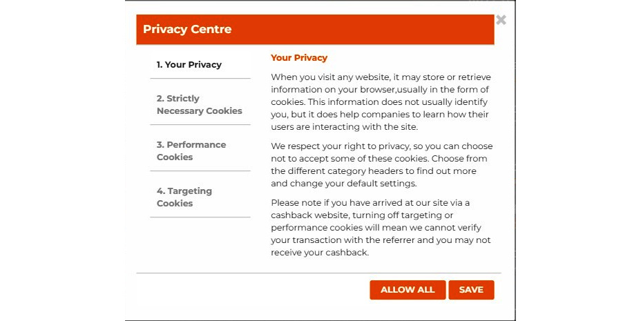 Figure 7.6 – Privacy statement on cookies
