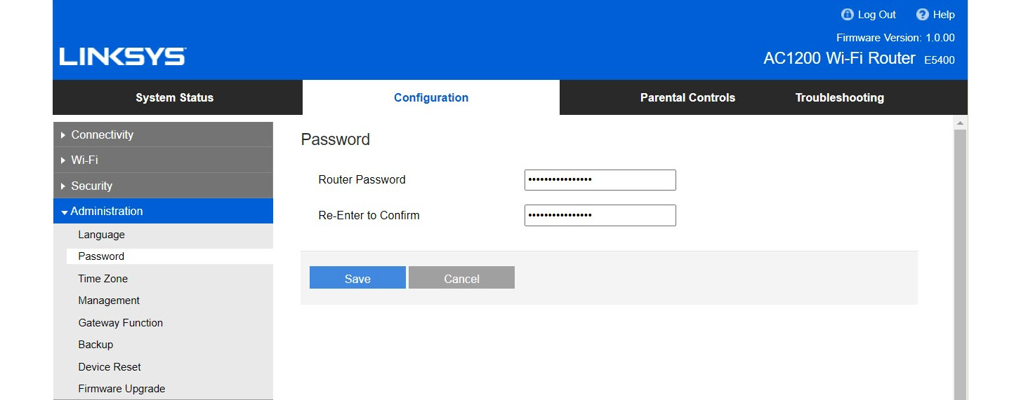 Figure 8.4: Changing the device password
