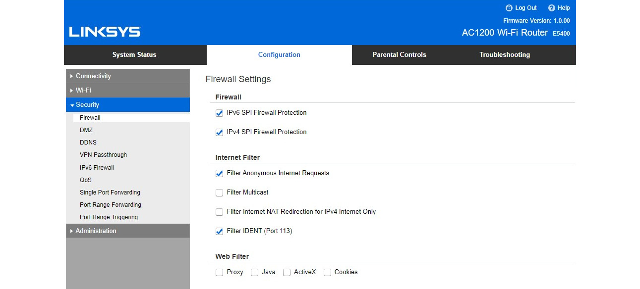 Figure 8.6: Enabling a firewall on a Wi-Fi device
