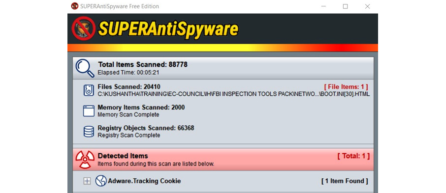 Figure 9.15 – SUPERAntiSpyware scans and removes PUPs
