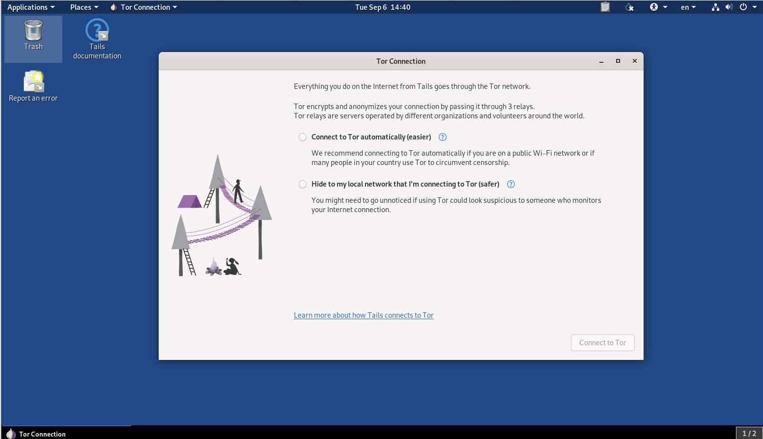 Figure 10.23: The Tails OS needs to connect through the Tor network
