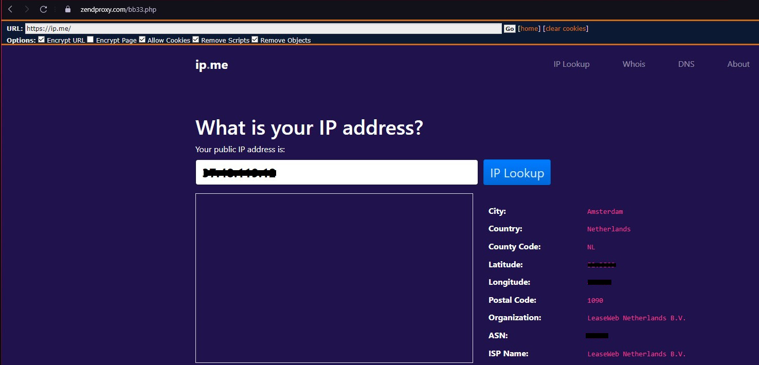 Figure 10.3: Accessing through Zendproxy hides your location and other information
