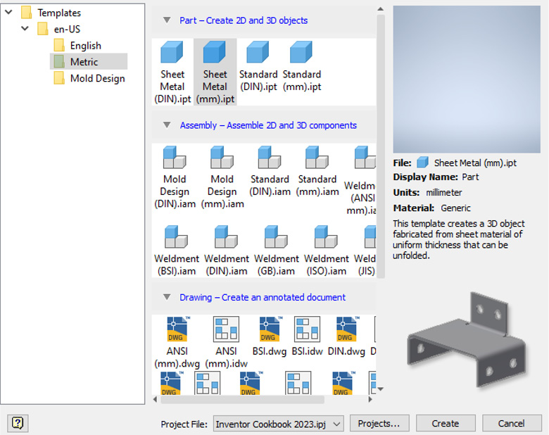 Figure 12.3: Sheet metal default template
