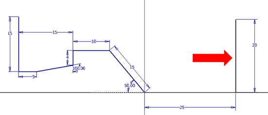 Figure 12.32: Sketch line added to act as an axis of revolution
