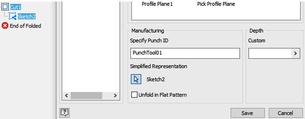 Figure 12.42: Punch ID specified and shared reference sketch selected
