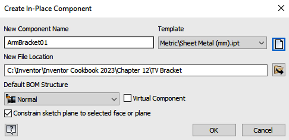 Figure 12.48: Component name, template, and file location
