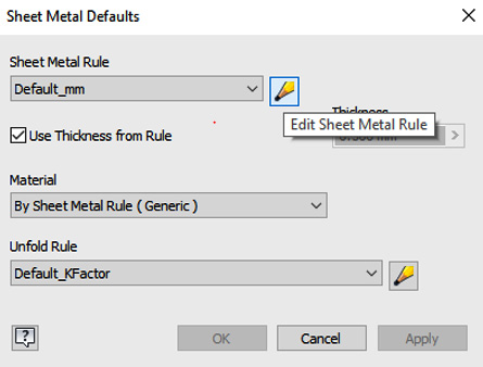 Figure 12.5: Edit Sheet Metal Rule
