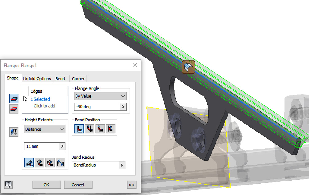 Figure 12.60: Flange applied to Face
