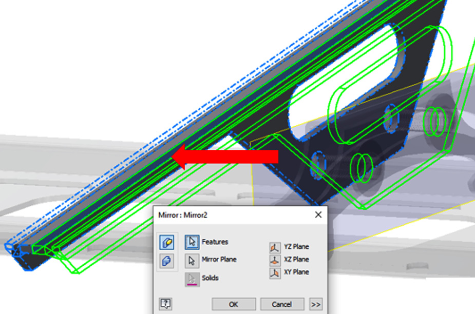 Figure 12.61: Mirror features applied to the previous face and flange created
