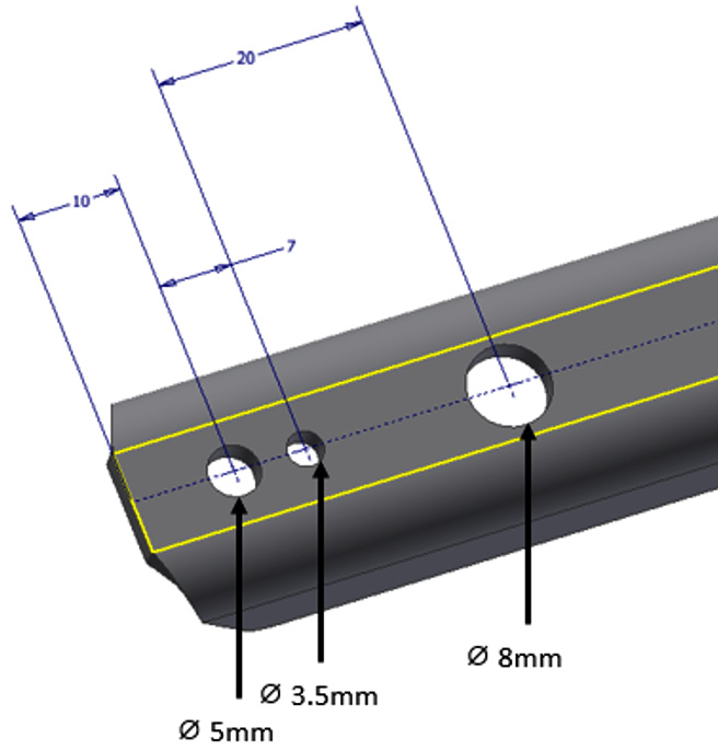 Figure 12.64: Holes to apply to the sheet metal part
