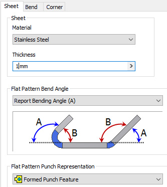 Figure 12.7: Material and Thickness settings
