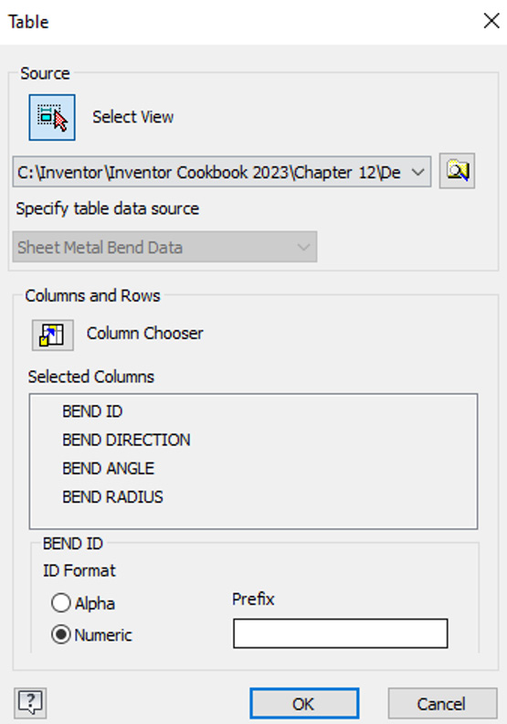 Figure 12.75: Bend table preview
