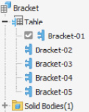 Figure 3.42: iPart table expanded in Bracket.ipt
