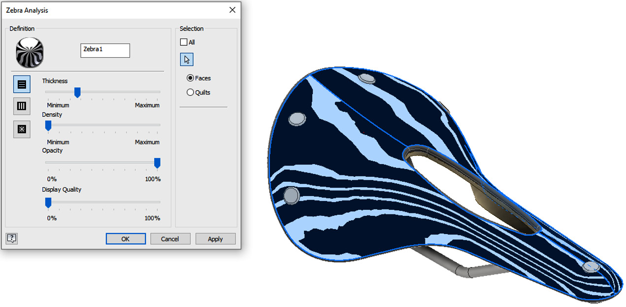 Figure 4.85: Zebra Analysis applied to Bike_Saddle

