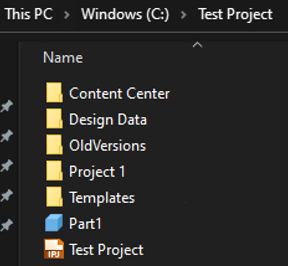 Figure 5.32: Design Data and Templates copied into the Test Project workspace
