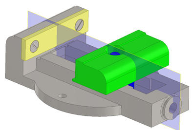 Figure 6.55: Optional step – mirroring screw cap.ipt across a midplane to create another instance on the corresponding hole
