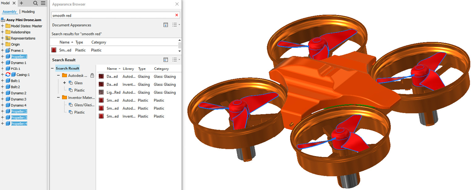 Figure 9.3: Smooth Red applied to the propellers
