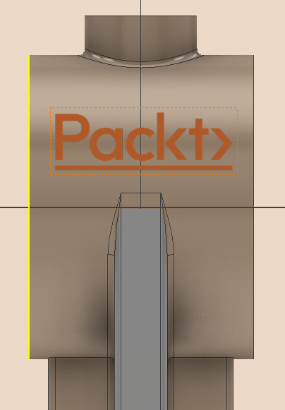 Figure 9.64: Packt-Logo.png placed on the new sketch on the newly created Tangent to Surface Parallel to Plane workplane
