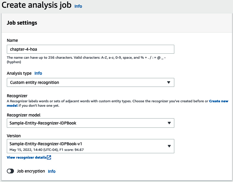 Figure 4.19 – Analysis job parameter setting

