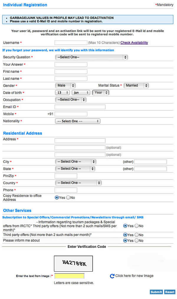 Figure 1.2 – Example of a long registration form, which is not so common nowadays
