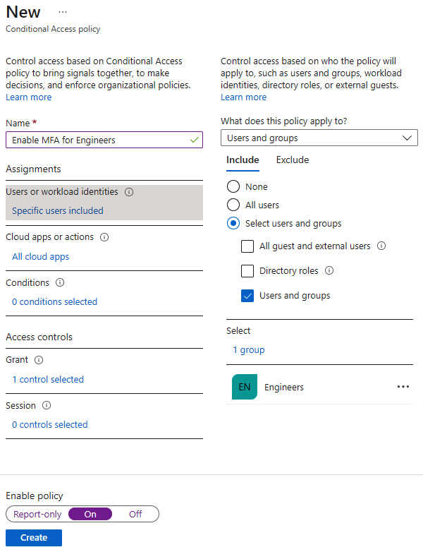 Figure 8.14 – Conditional Access policy creation
