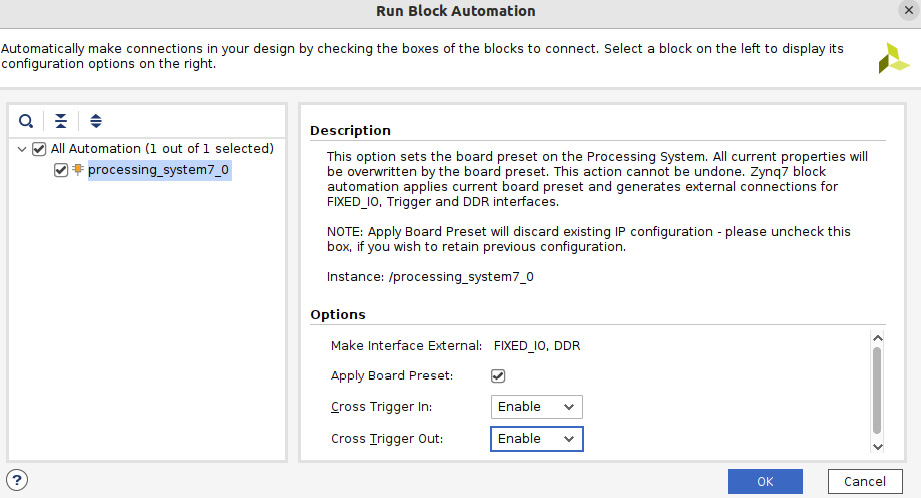 Figure 2.6 – Enabling the PS Trigger In and Trigger Out options
