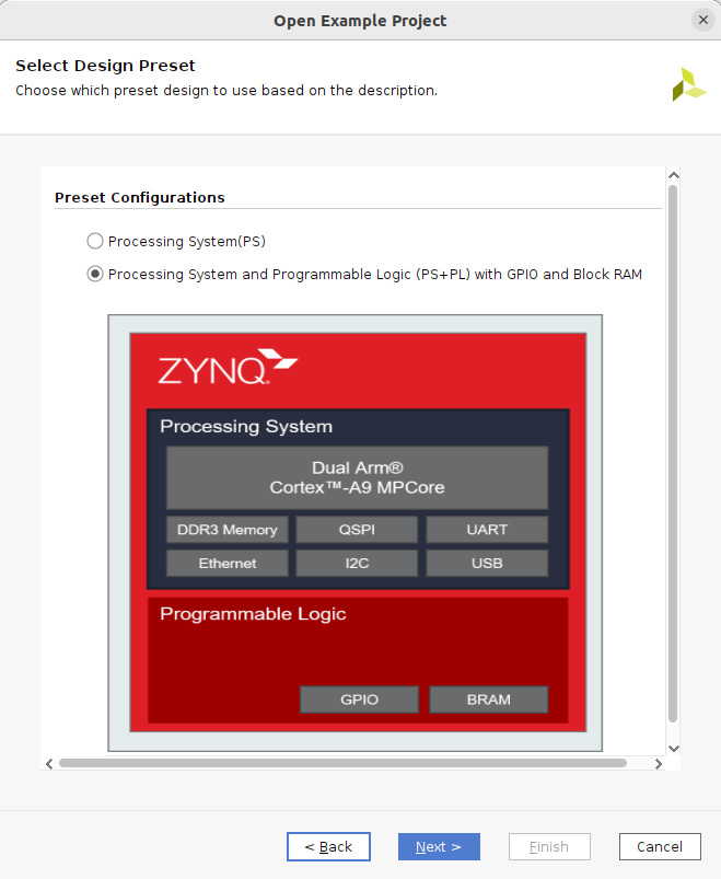 Figure 7.18 – Choosing the design preset for the ETS SoC project
