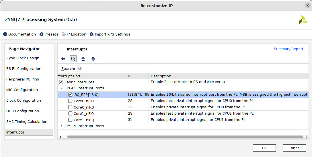 Figure 7.26 – Customizing the SoC interrupts
