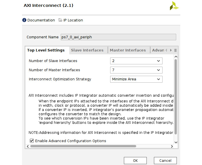 Figure 7.34 – Configuring the PL AXI interconnect slave and master ports
