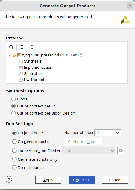 Figure 7.44 – Generating the ETS SoC project RTL file
