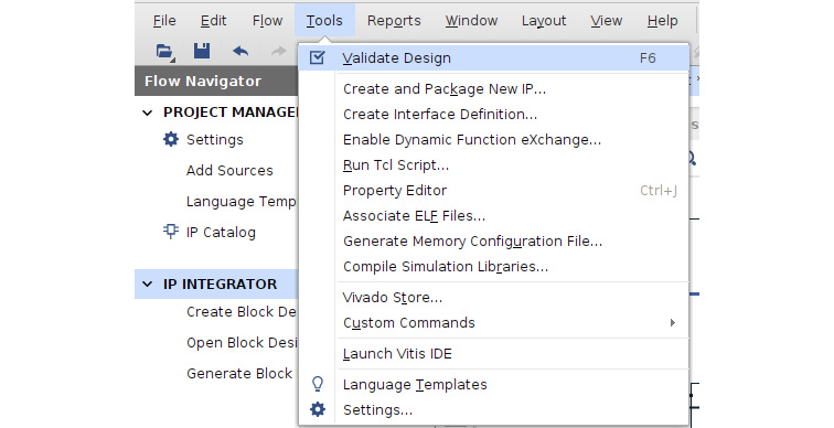 Figure 10.8 – Validating the ETS SoC design in Vivado IDE
