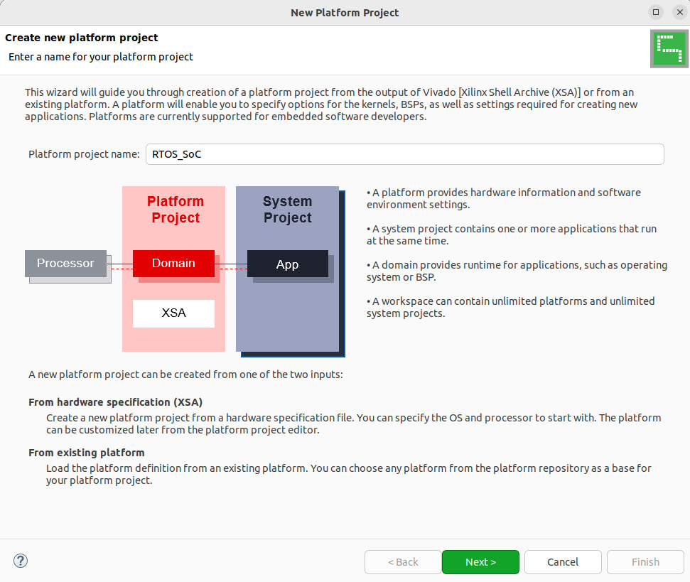 Figure 12.1 – Creating a new platform project in the Vitis IDE
