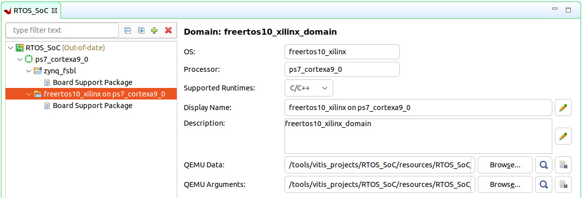 Figure 12.11 – BSPs for the FSBL and FreeRTOS application projects
