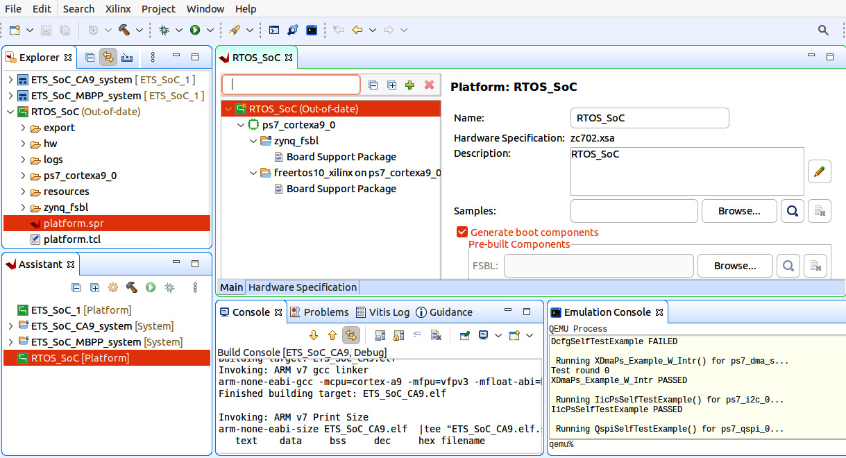 Figure 12.4 – Newly created RTOS_SoC platform project in the Vitis IDE
