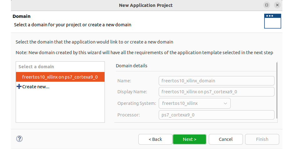 Figure 12.8 – Specifying the domain to associate with the new application project
