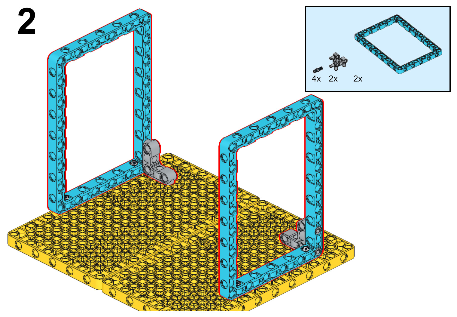 Figure 4.3 – Attaching two azure open frames to the yellow base plates
