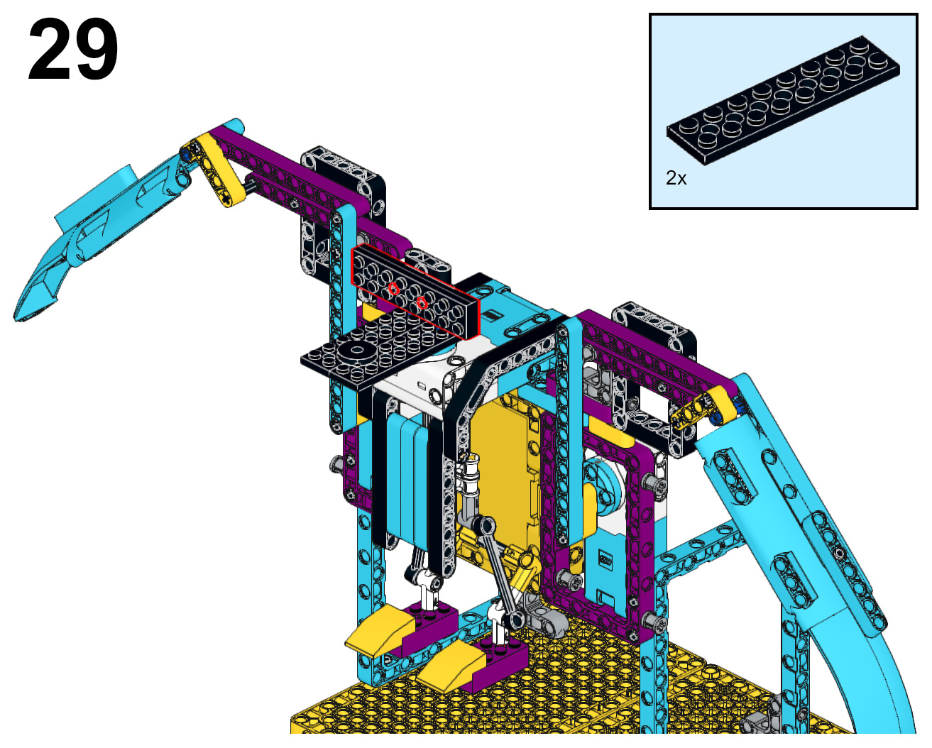 Figure 4.30 – Attaching two black 2x8 plates to the black biscuit element
