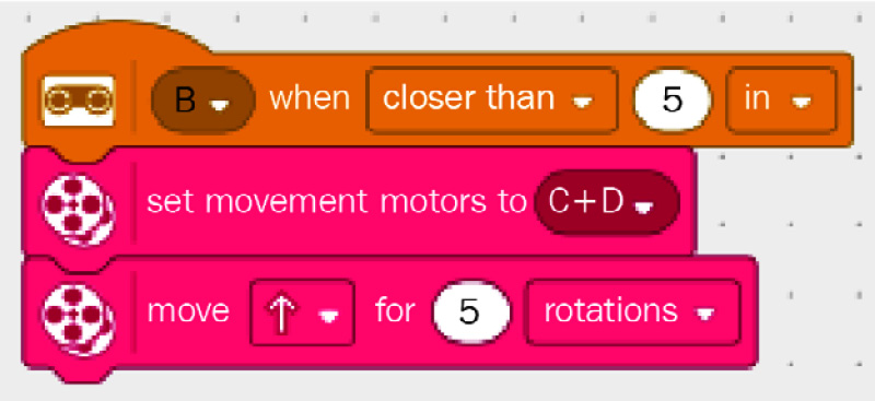 Figure 4.37 – Code stack for wing movement
