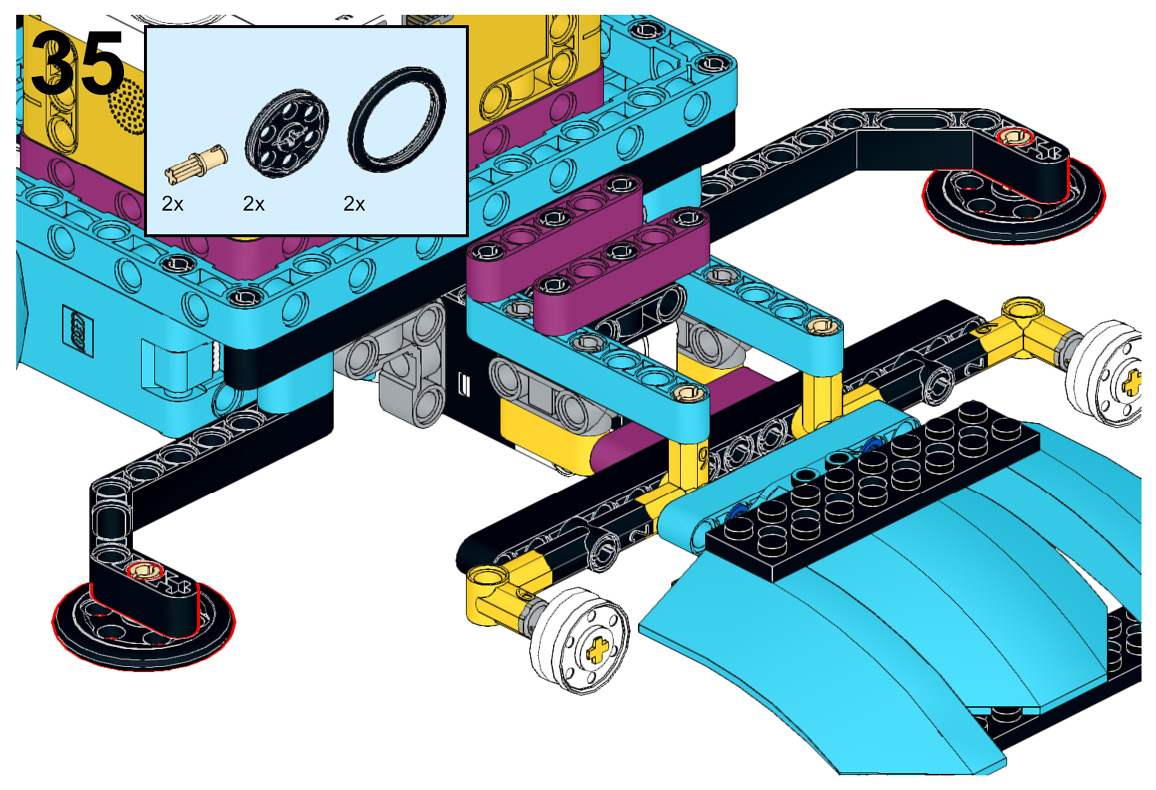 Figure 5.36 – Attaching the roll-away wheels
