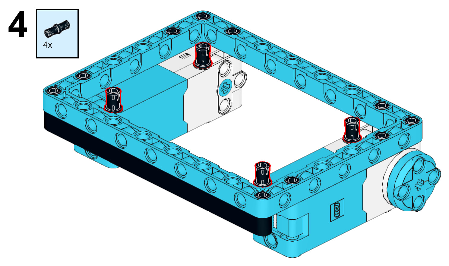 Figure 5.5 – Inserting the black connector pins into the medium motors
