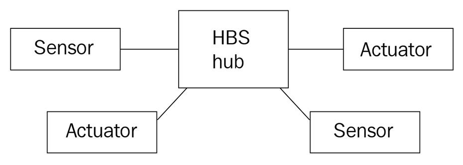 Figure 3.1 – An example of the star topology with hub and devices
