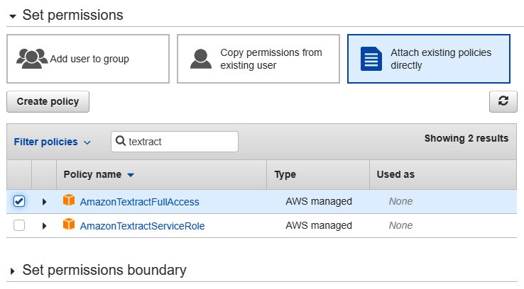 Figure 9.25 – Setting the policies for AWS IAM roles
