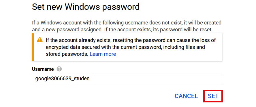 Figure 4.9 – Setting a password
