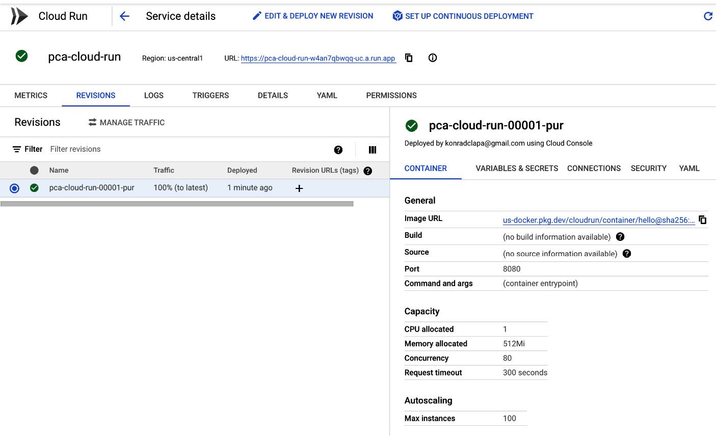 Figure 7.14 – Deployed Cloud Run service
