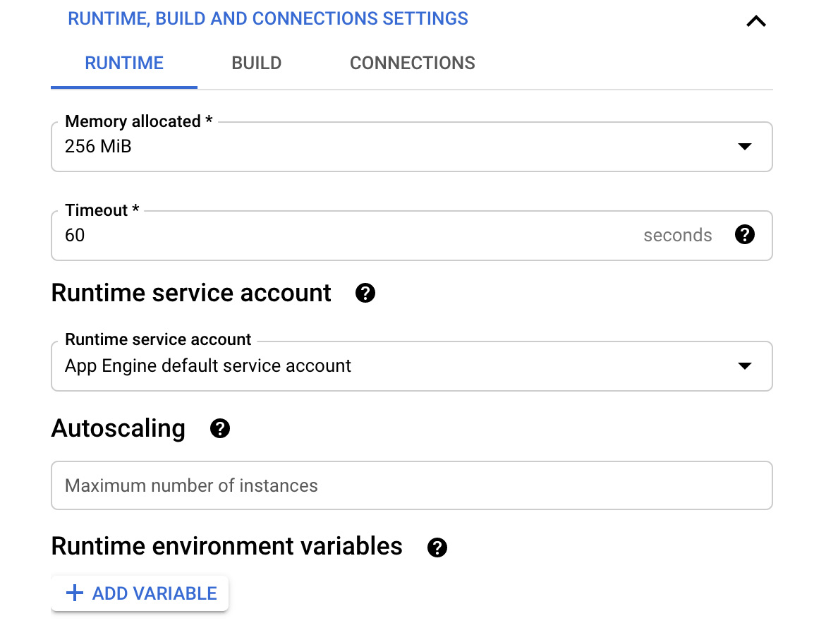 Figure 9.7 – Runtime options
