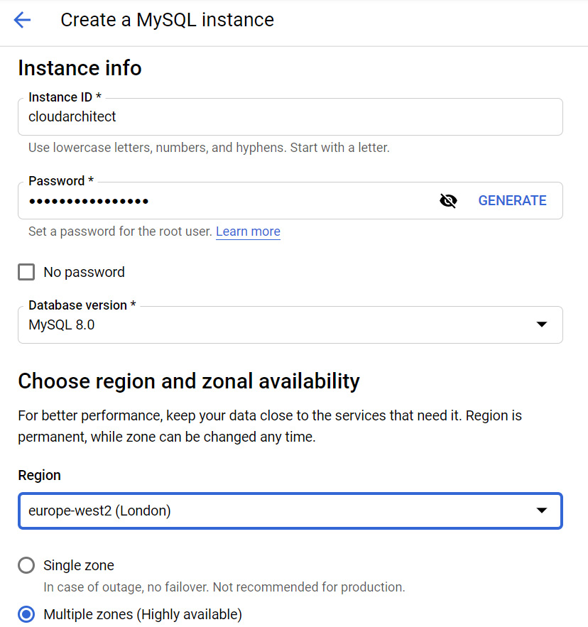 Figure 11.27 – Create a MySQL instance
