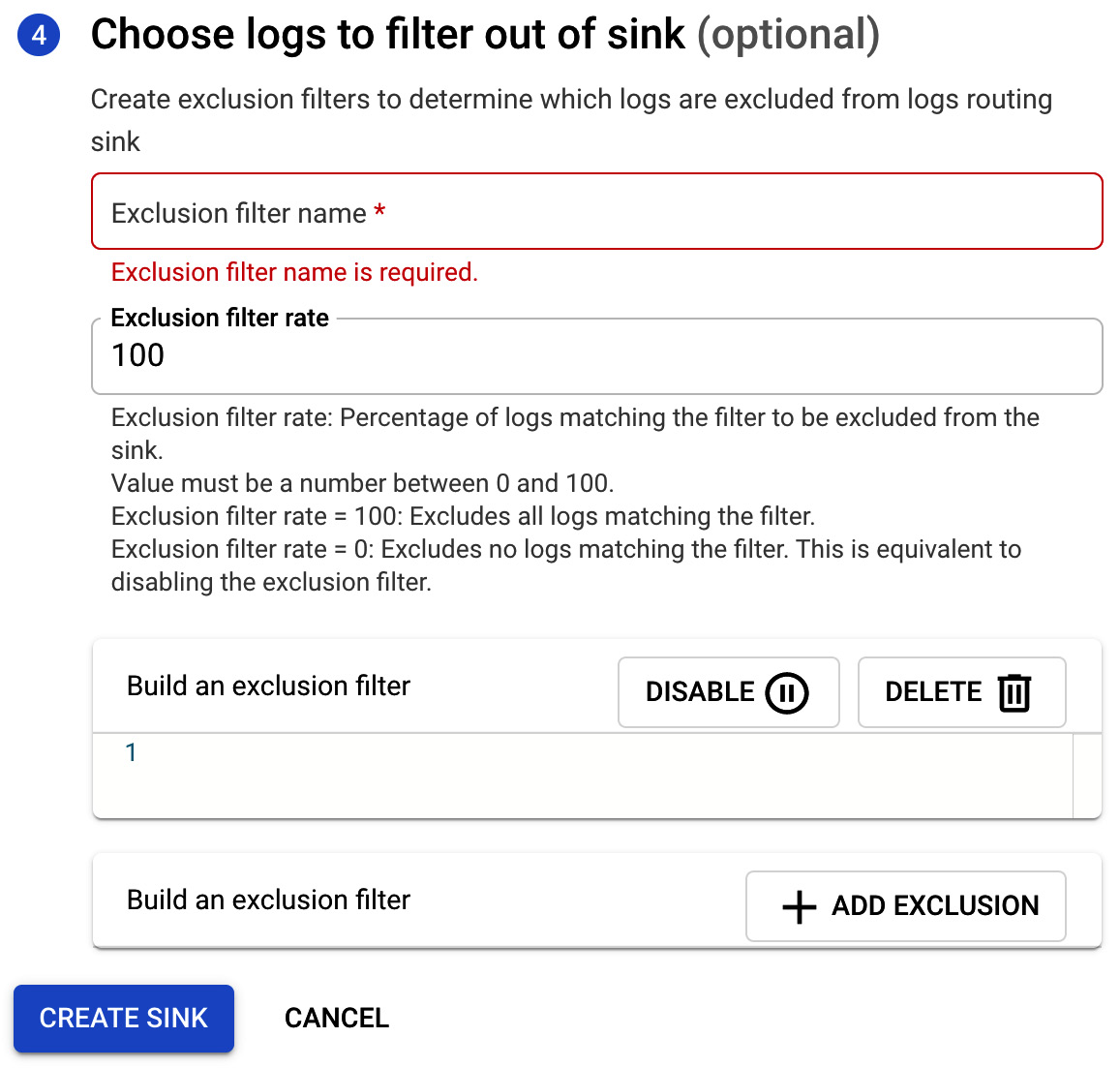 Figure 17.28 – Choose logs to filter out of sink
