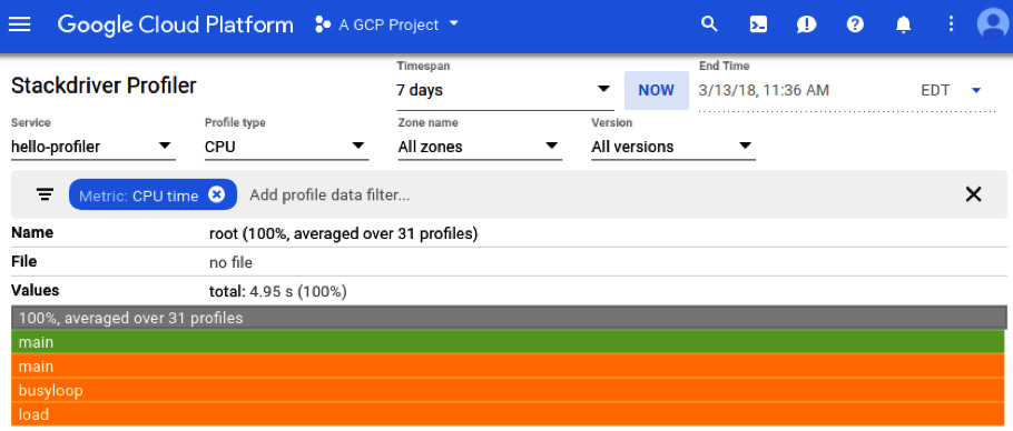 Figure 17.35 – Profiler (Source: https://cloud.google.com/profiler/docs/quickstart. License: https://creativecommons.org/licenses/by/4.0/legalcode)
