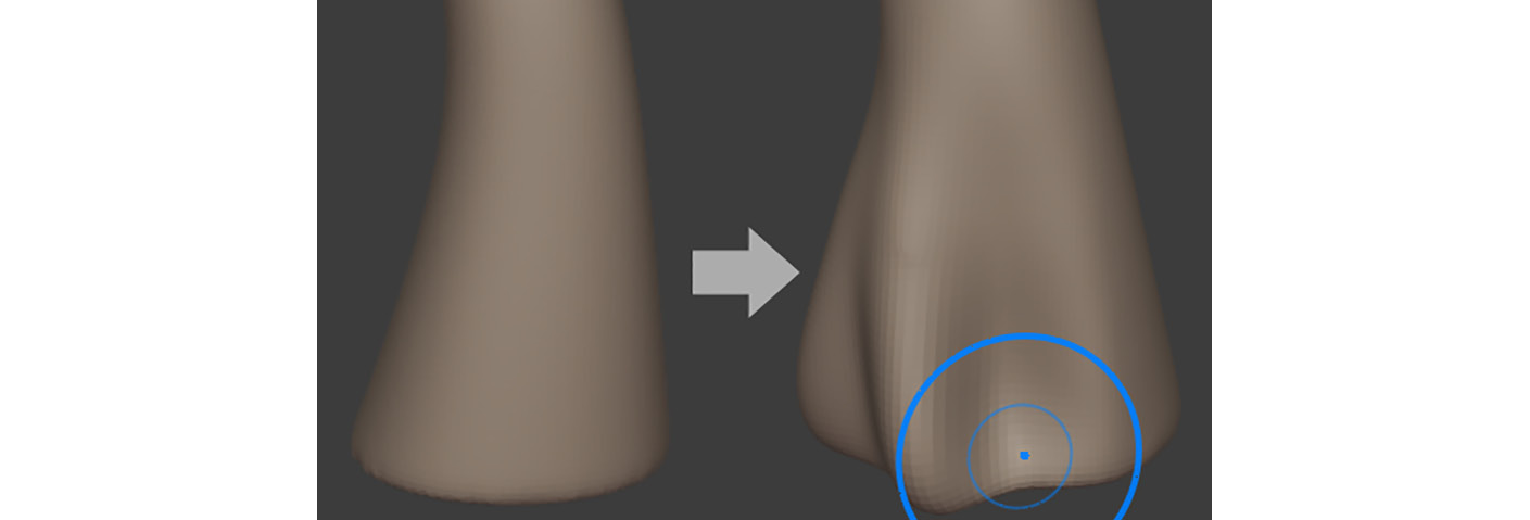 Figure 3.8 – Sculpting the base of the trunk
